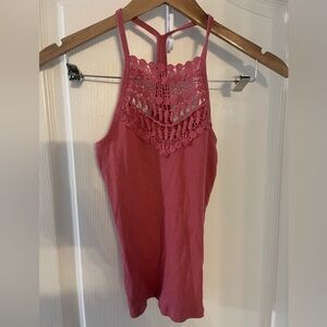 Vintage Y2K Aeropostale Pink Lace Halter Crop Top